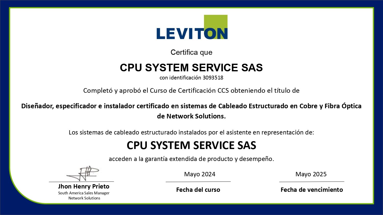 Certificación CCS Leviton